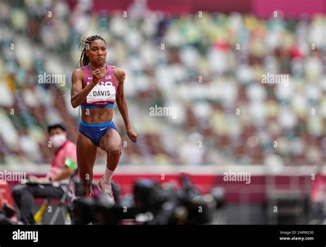 Tara Davis participating in the Tokyo 2020 Olympic Games in the long ...