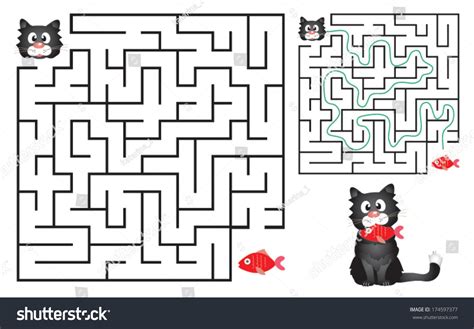 Cute Cats Maze Game Help Cat Stock Vector (Royalty Free) 174597377 ...