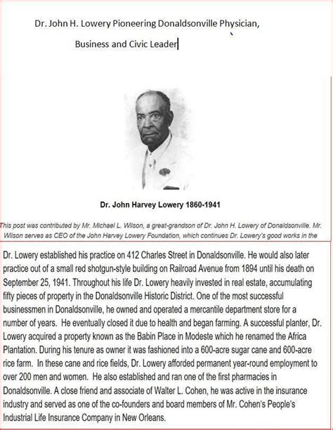 Dr. John Harvey Lowery More information from the Ascension Parish ...