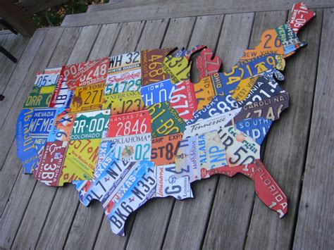 Large Cutout License Plate Map Art All 50 States - Etsy Canada