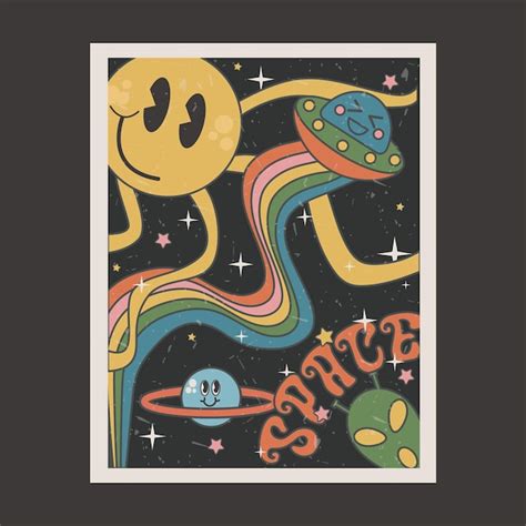 Premium Vector | Groovy poster of the 90s. Cartoon psychedelic style ...