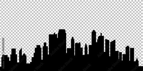 City skyline on transparent background in black colors. Vector ...