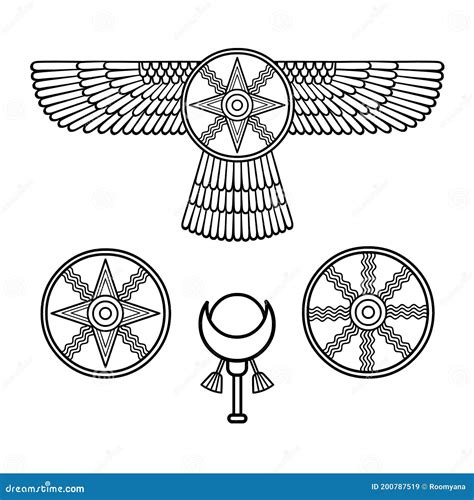 Sumerian Cartoon Character With Ancient Pyramid. Vector Illustration ...