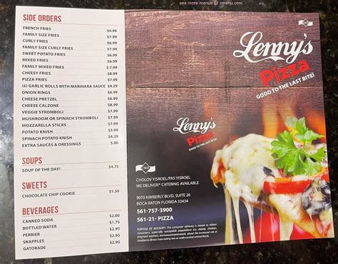 Online Menu of Lenny's Pizza Restaurant, Boca Raton, Florida, 33434 - Zmenu