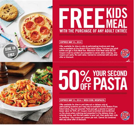 Boston Pizza Canada Printable Coupons: Free Kids Meal With Purchase of ...