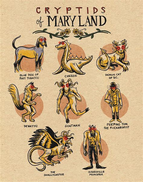 Famous Cryptids of Maryland Print - Etsy