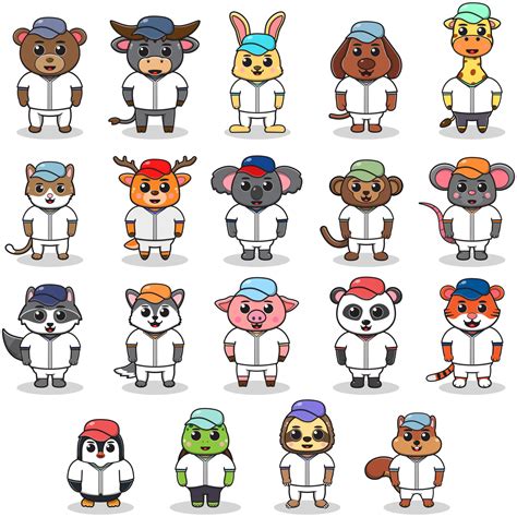 Vector Illustration of Cute Animal with Baseball costume. 8067823 ...