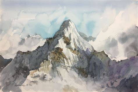 Himalaya mountain Watercolour by Brian Tai | Watercolor mountains ...