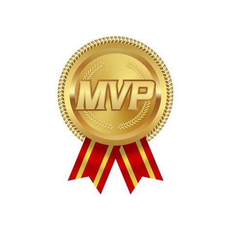 Premium Vector | Mvp award gold medal with red ribbon