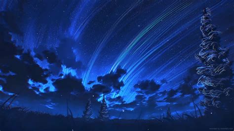 Anime Starry Night Sky Wallpaper