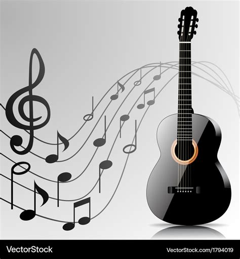 Abstract music background with guitar and notes Vector Image