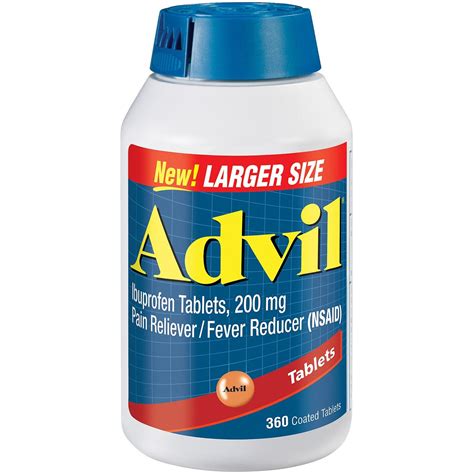 Advil Pain Reliever / Fever Reducer Coated Tablets, 200 mg. Ibuprofen ...