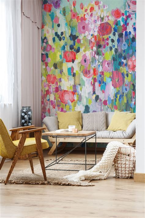 Floral Wallpaper | Living Room Decor | Floral Wallpaper Accent Wall ...