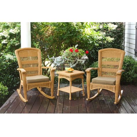 3PC Outdoor Porch Rocker Set w/ 2 Amber Wicker Resin Rocking Chairs ...