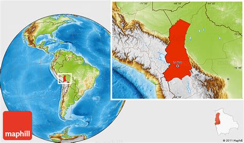 Physical Location Map of La Paz