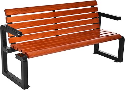 Amazon.com: Outdoor Wood Bench Heavy-Duty Park Bench with Armrests and ...