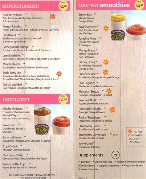 tropical smoothie menu smoothies - Google Search | Smoothie menu ...