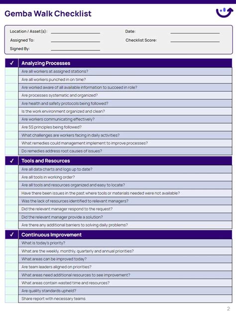 Gemba Walk Checklist | Xenia Templates