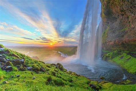 Seljalandsfoss and the Midnight Sun 618.tif Photograph by Rob Greebon ...