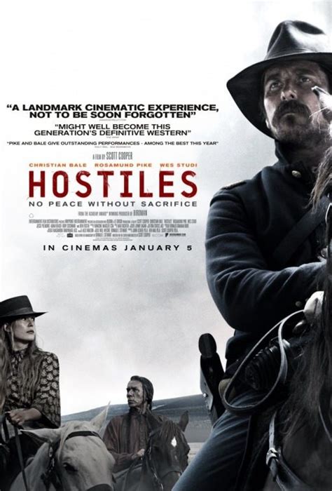 UK poster for Hostiles featuring Christian Bale, Rosamund Pike and Wes ...