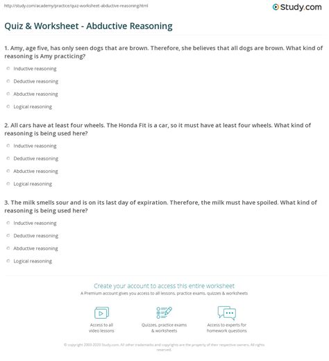 Quiz & Worksheet - Abductive Reasoning | Study.com