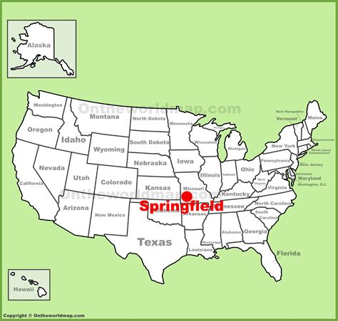 Springfield (Missouri) location on the U.S. Map - Ontheworldmap.com