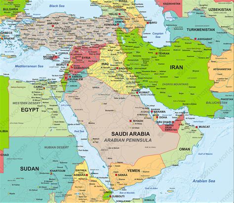 A Map Of The Middle East