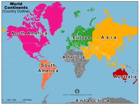 Free World Continents Outline Map | Continents Outline Map of World ...