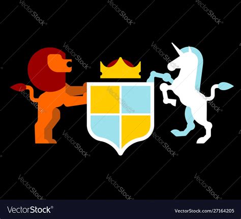 Lion and unicorn shield heraldic symbol sign Vector Image