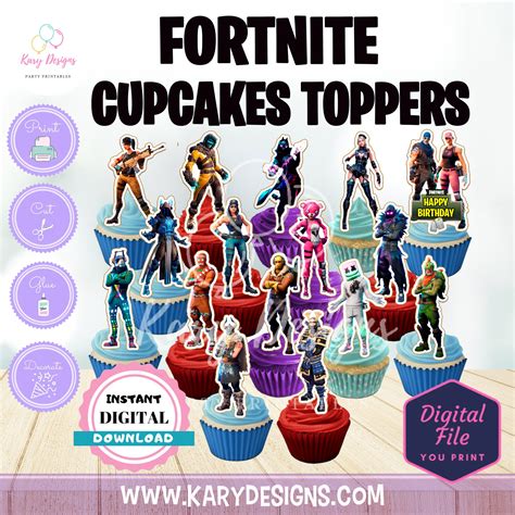 FORTNITE CUPCAKES TOPPERS - Kary Designs