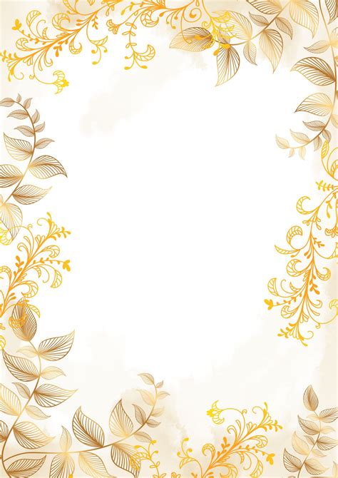 Decorative Border With Golden Linear Plant Design Page Border ...