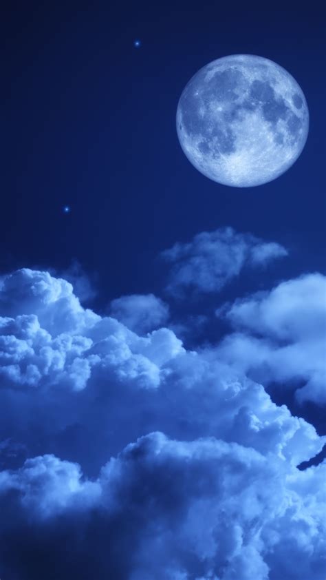 Full Moon Night Sky Wallpaper