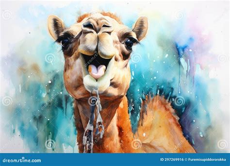 Watercolor Camel Watercolor Realistic Camel Desert Stock Illustration ...