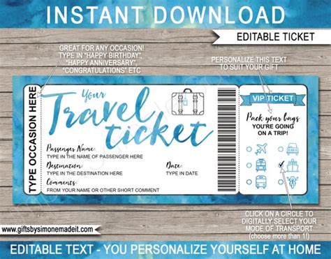 Boarding Pass Template Travel Ticket Printable Surprise | Etsy UK