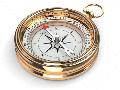 a gold compass on a white background with clippings stock photo - 957982