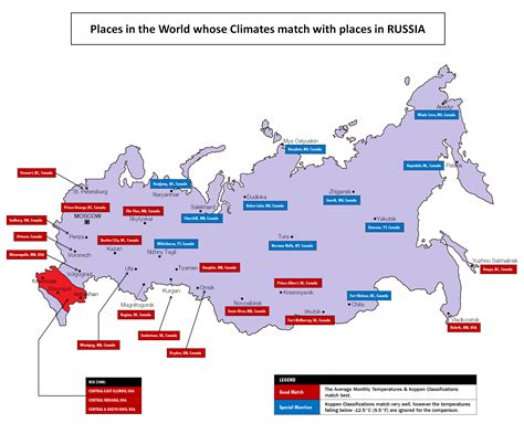 Places in the world whose climates match with Russia - Vivid Maps