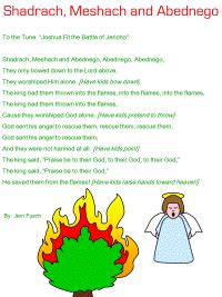 Shadrach, Meshach and Abednego song | Bible school crafts, Bible crafts ...