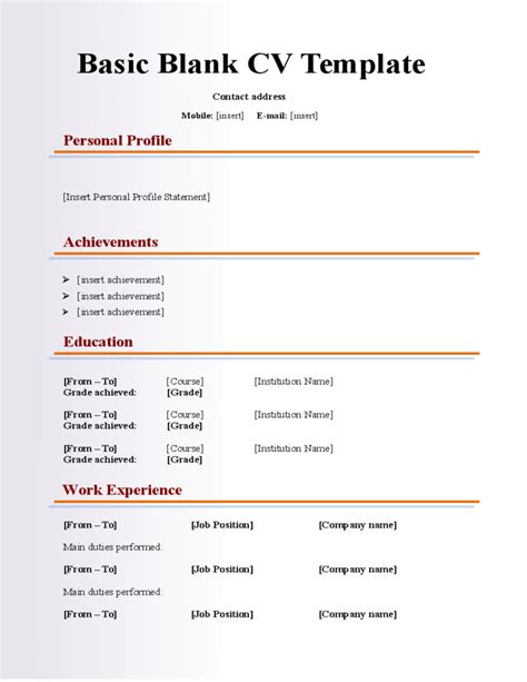 Cv Template Word Pdf - Asta Curriculum Vitae