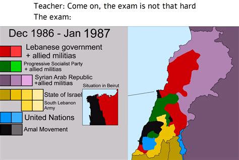 Lebanese history exam maps be hard - Lebanese Civil War : r/HistoryMemes