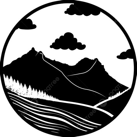 Round Mountain Silhouette Vector, Round, Mountain, Silhouette PNG and ...