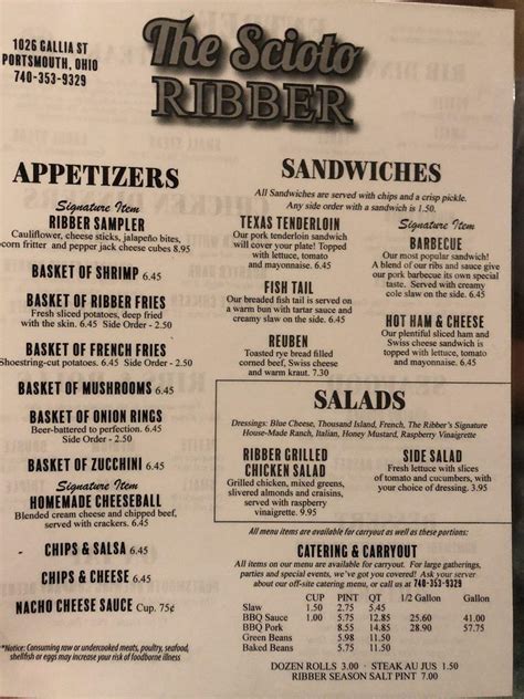 Menu at Scioto Ribber BBQ, Portsmouth