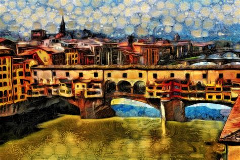 Ponte Vecchio Florence Bridge, Digital Arts by Milan Karagic | Artmajeur