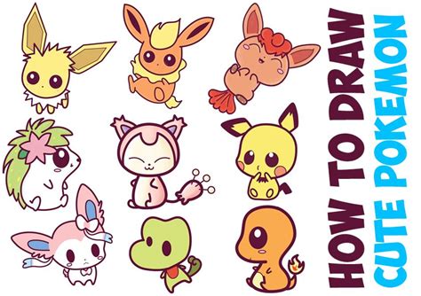 How to Draw Cute Pokemon Characters (Kawaii / Chibi Style) in Easy Step ...