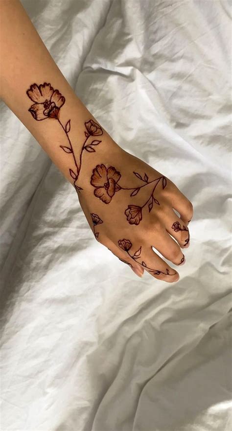 70 Minimal Henna Designs : Large Floral Simple Design I Take You ...