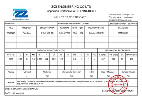 8" Stainless Steel Cap Sch 40 SS 316 ASME B16.9 Buttweld Fittings | ZIZI