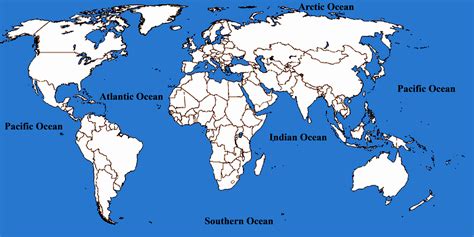 World Map Oceans And Seas