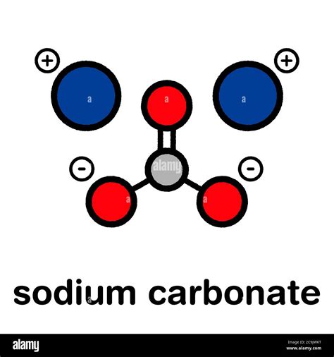 Sodium carbonate salt (washing soda, soda crystals), chemical structure ...