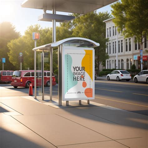 Bus Stop Billboard Mockup for Busy Small Town - Mediamodifier