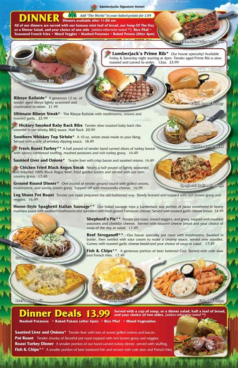 Menu at Lumberjack's Restaurant, Willits