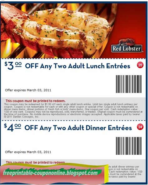 Printable Coupons 2018: Red Lobster Coupons